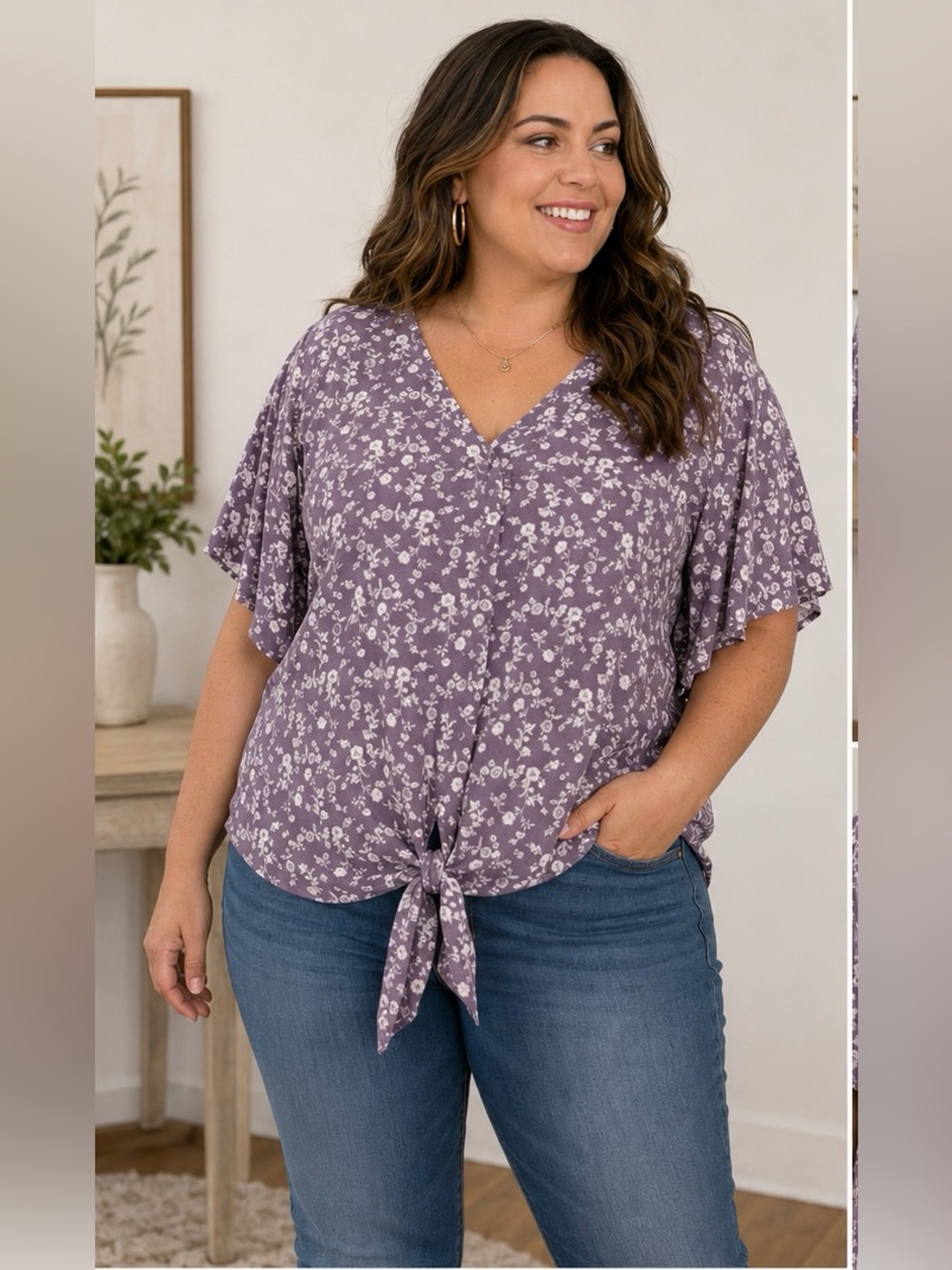 LUQ lavender floral Women’s plus size blouse size 2X